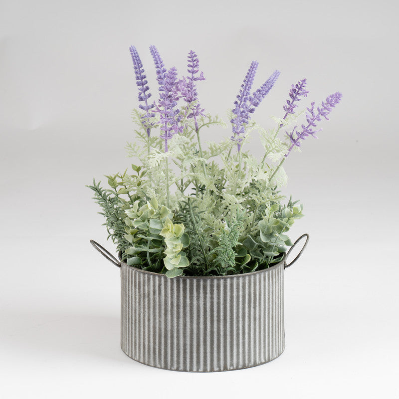 37.5cm Artificial Lavender Plant in Iron Pot